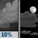 Tonight: A 10 percent chance of showers before 7pm.  Partly cloudy, with a low around 74. South wind around 5 mph becoming calm  after midnight. 