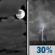 Saturday Night: A 30 percent chance of showers and thunderstorms after 4am.  Mostly cloudy, with a low around 79. South wind 5 to 10 mph becoming light  after midnight. 
