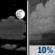 Saturday Night: A 10 percent chance of showers after 5am.  Partly cloudy, with a low around 79. South wind 5 to 10 mph becoming light  in the evening. 