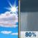 Today: Showers and thunderstorms likely, then showers and possibly a thunderstorm after 3pm.  High near 90. Heat index values as high as 110. Northeast wind 5 to 10 mph increasing to 10 to 15 mph in the afternoon. Winds could gust as high as 25 mph.  Chance of precipitation is 80%. New rainfall amounts of less than a tenth of an inch, except higher amounts possible in thunderstorms. 