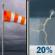 Monday: A 20 percent chance of showers and thunderstorms after 1pm.  Mostly cloudy, with a high near 86. Breezy. 
