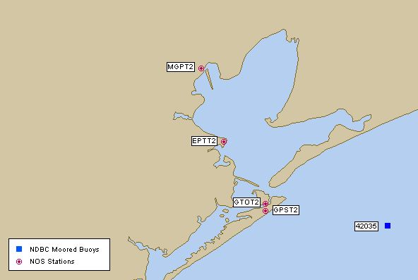 Mesomap of nearby weather buoys