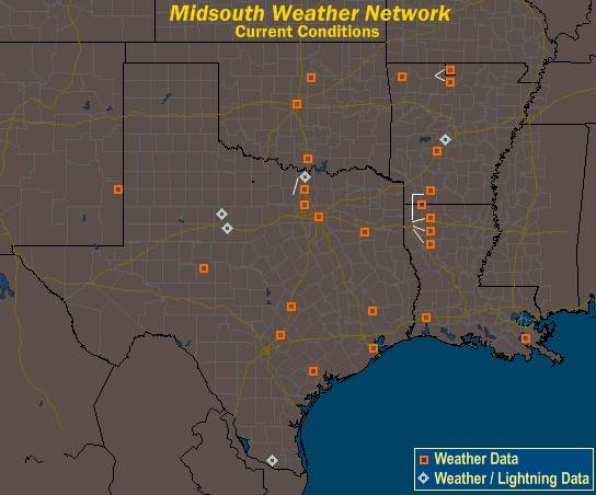 Mesomap of Mid-South Weather Network Stations