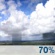 Thursday: Showers likely and possibly a thunderstorm.  Mostly sunny, with a high near 84. East wind 5 to 15 mph.  Chance of precipitation is 70%.