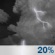 Overnight: A 20 percent chance of showers and thunderstorms.  Mostly cloudy, with a low around 72. Southeast wind around 5 mph. 