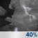 Tonight: A 40 percent chance of showers and thunderstorms, mainly after 2am.  Mostly cloudy, with a low around 77. East wind 5 to 10 mph. 