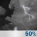 Overnight: A 50 percent chance of showers and thunderstorms, mainly after 3am. Some of the storms could be severe.  Mostly cloudy, with a low around 73. Light and variable wind becoming north 10 to 15 mph.  New rainfall amounts between a tenth and quarter of an inch, except higher amounts possible in thunderstorms. 