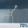Monday: Showers and thunderstorms likely.  Mostly cloudy, with a high near 89. Chance of precipitation is 70%.
